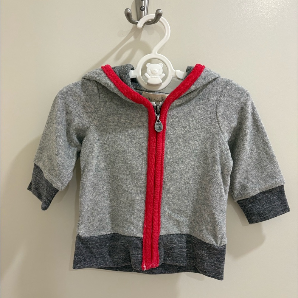 Milo Miette, 3M, Terry, Gray and Red Kids zip up Hoodie